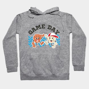 Game Day Retro Baseball Cartoon Characters Hoodie